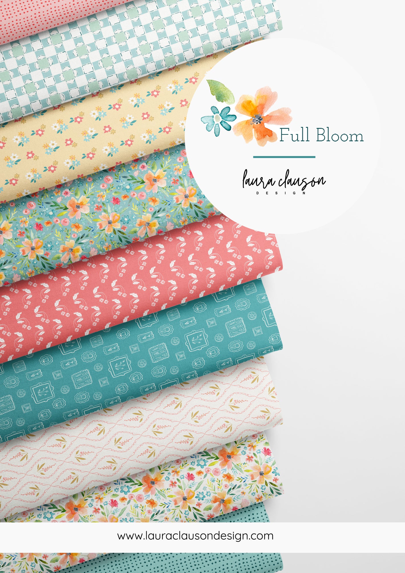 Fabrics in floral, dots, scallops and patchwork